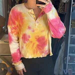 BB Dakota Orange Pink Tie Dye Top